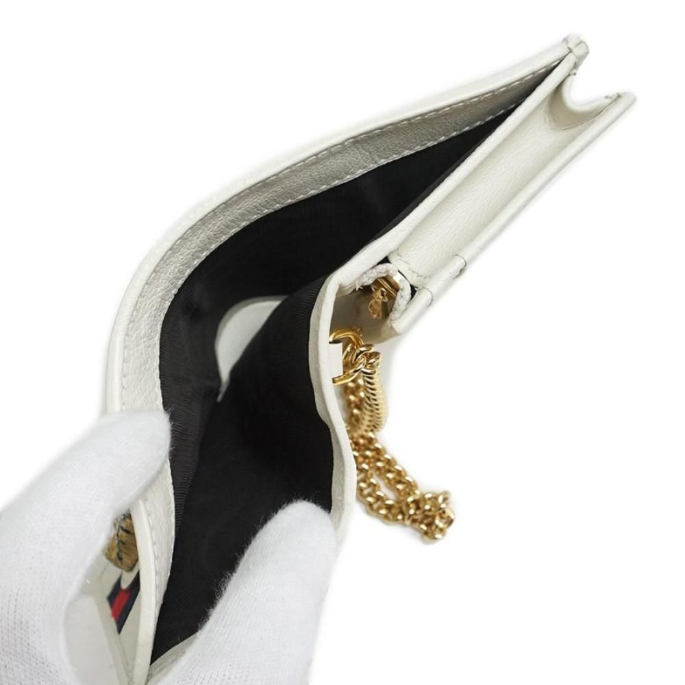 Gucci Rajah Tiger Bi-fold Wallet Chain Wallet Leather Canvas White - Picture 4 of 11